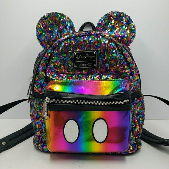 Disney Parks Loungefly Mini Backpack Rainbow Mickey Mouse Sequin main image 5